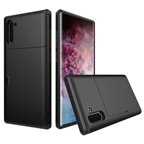 Estuche Protector Galaxy Note 10 Armadura Resistente con Ranura para Tarjeta (Negro)