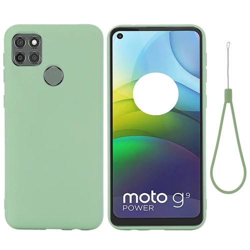 Para Motorola Moto G9 Power Pure Color Liquid Silicone Funda de cobertura total a prueba de golpes (verde)