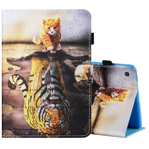 Funda para Tablet Samsung Galaxy Tab A 8.0 (2019) T290/T295 Cuero Plano Pintado con Soporte (Gato y Tigre)