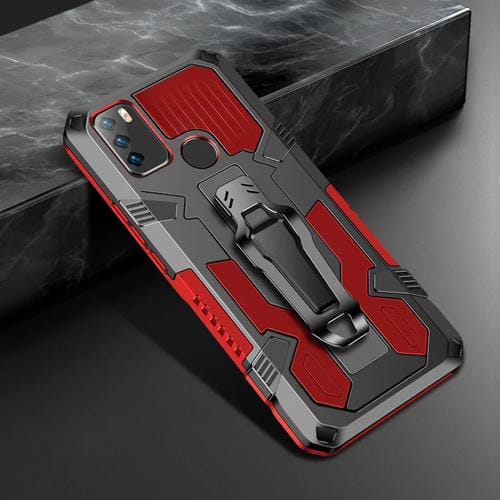 Para Infinix Hot 9 Play Machine Armor Warrior Aftersproof PC + TPU Funda protectora (rojo)
