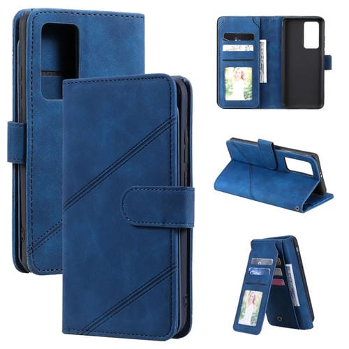 Para HUAWEI P40 PROY PIEL Sienta la funda de cuero Horizontal Flip PU con el soporte y las ranuras de las tarjetas múltiples y la cartera y el marco de la foto (azul)