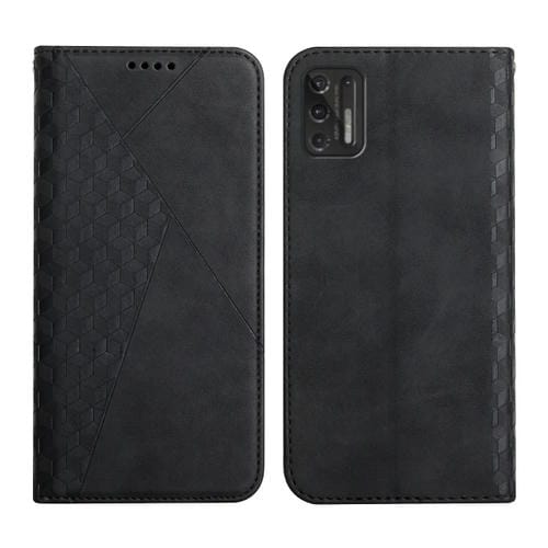 Para Motorola Moto G Stylus 2021 Diamond Pattern Splicing Steel Feel Magnetic Horizontal Flip Funda de cuero con ranuras y soporte para tarjeta y billetera (Negro)