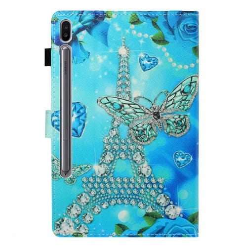 Funda para Galaxy Tab S6 T860 Cuero Pu Tapa Horizontal Dibujo Torre de Mariposa