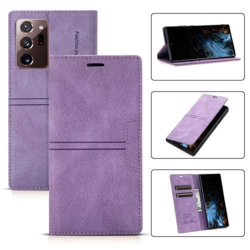 Funda para Samsung Galaxy Note20 Ultra Dream Magnetic Sucion Business Horizontal Flip PU Cuero con Soporte y Ranura para Tarjeta y Billetera (PĂșrpura)