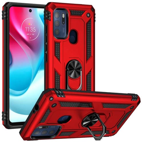 Para Motorola Moto G60s TPU + Funda de teléfono TPU + PC con soporte giratorio de 360 grados (rojo)