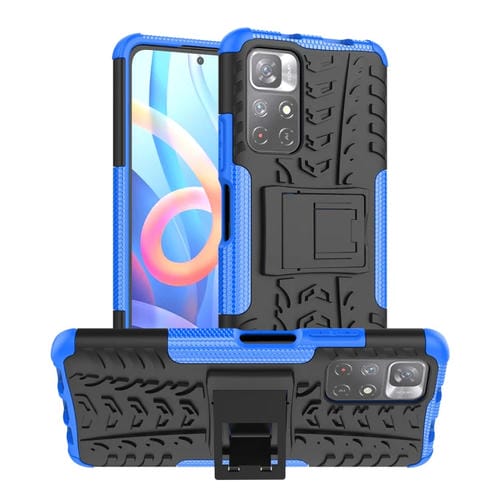 Para Xiaomi Redmi Note 11 5g Three Texture TPU + PC Funda telefónica (azul)