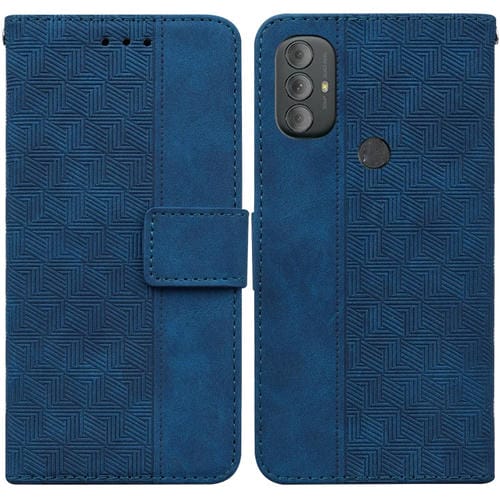 Para Motorola Moto G Power 2022 Funda de cuero geométrico en relieve (azul)