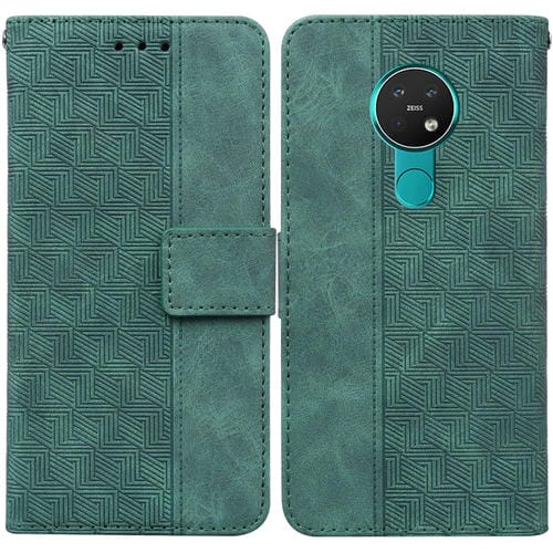 Para Nokia 6.2 / 7.2 Caja de cuero geométrico en relieve (verde)