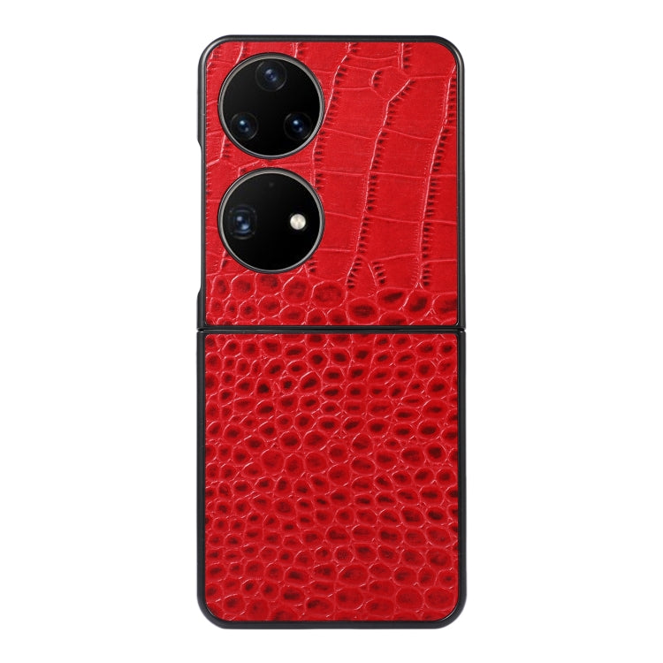 Para Huawei P50 Pocket CroCodile Top Cower Cowhide Thebe Funda telefĂłnica (rojo)