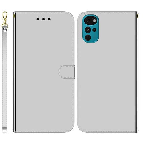 Para Motorola Moto G22 Imitado espejo Superficie Horizontal Flip Funda de cuero (Plata)