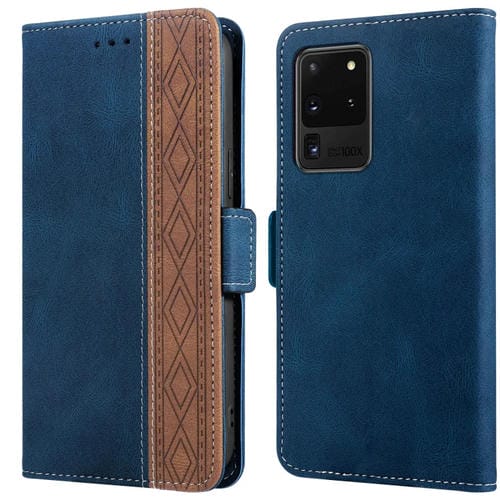 Funda para Samsung Galaxy S20 Ultra Stitching Side-Magnetic Rfid Caja de Cuero (Azul Real)