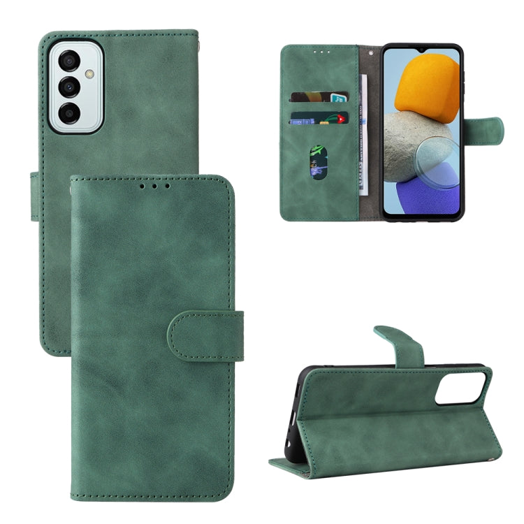 Para Samsung Galaxy M23 5G piel siente la caja del teléfono de cuero con flip magnético (verde)