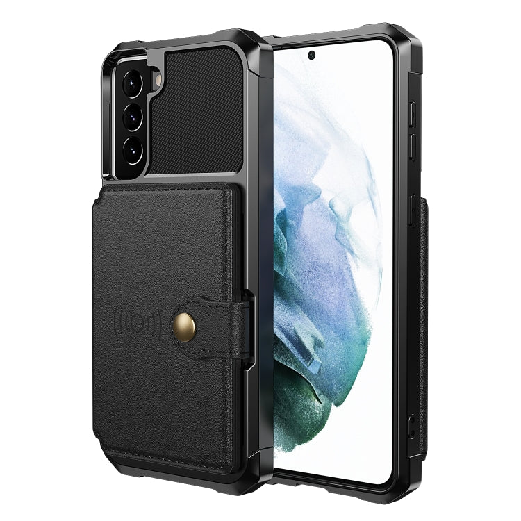 Para Samsung Galaxy S21 5G Magnético Bolsa de Tarjeta Tarjeta de cuero Funda telefónica (Negro)
