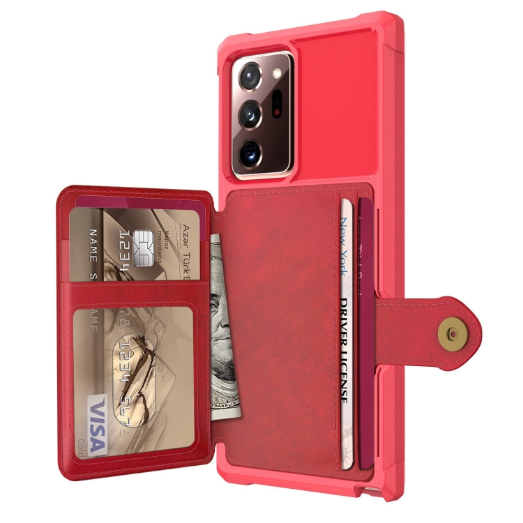 Para Samsung Galaxy Note20 Tarjeta de billetera ultra Magnética Caja del teléfono de cuero (rojo)