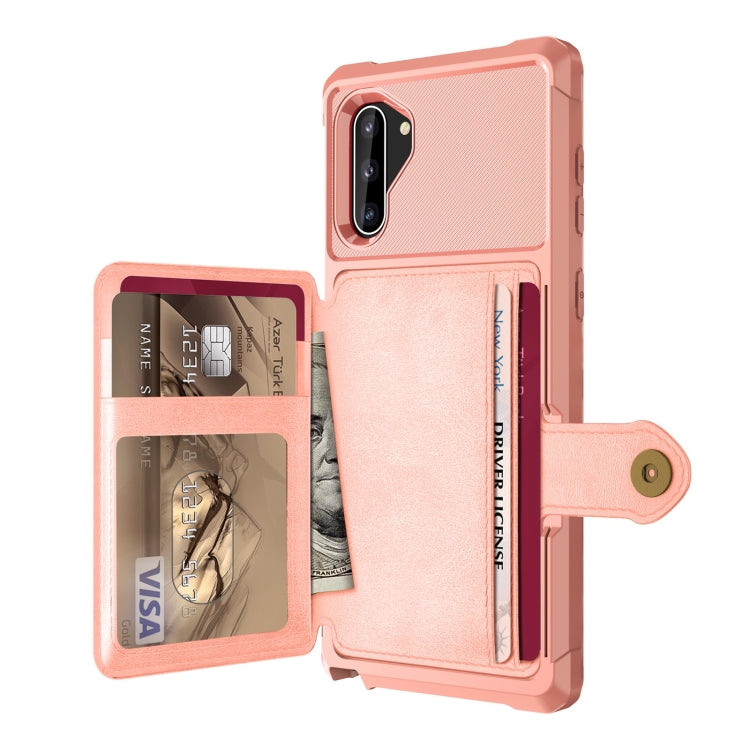 Para Samsung Galaxy Note10 Tarjeta Magnetic Wallet Bag Clee Funda Teléfono de Cuero (Oro Rosa)