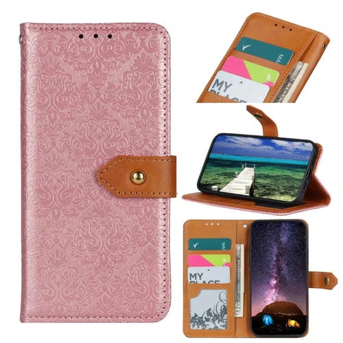 Para la caja de teléfono de cuero en relieve floral europea Nokia X100 (rosa)