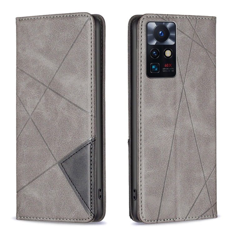 Para infinix cero x estuche de teléfono de cuero magnético invisible neo prismåtico (gris)
