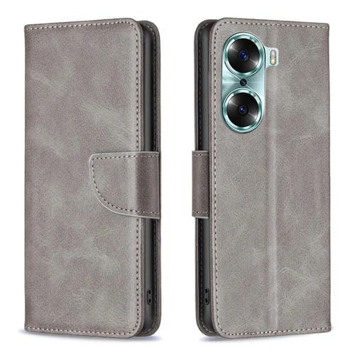 Para Honor 60 Lambskin Texture Pure Color Horizontal Flip Leather Case (gris)