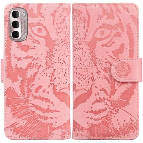Funda Cuero Flip Motorola Moto G Stylus 4G 2022 Estampado Tigre (Rosa)