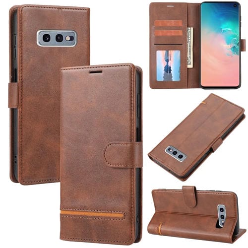 Para Samsung Galaxy S10e Classic Wallet Flip Leather Case (marrĂłn)