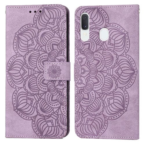 Para Samsung Galaxy A20E Mandala Flip Flip Leather Case (pĂșrpura)
