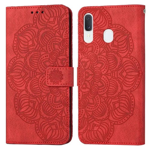Para Samsung Galaxy A40 Mandala Flip Flip Leather Case (rojo)