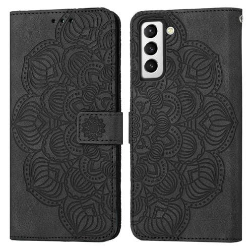 Para Samsung Galaxy S22 5G Mandala Flip Flip Leather Case (negro)