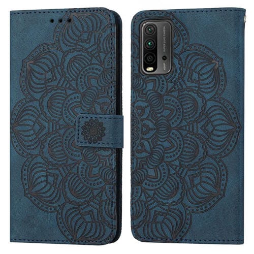 Para Xiaomi Redmi 9t Mandala Flip Flip Leather Case (azul)