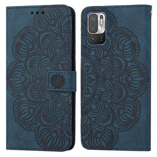 Para Xiaomi Redmi Note 10 5G Mandala Flip Flip Leather Case (azul)