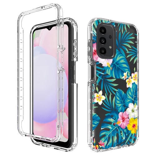 Para Samsung Galaxy A13 4G PC + TPU Caja de teléfono pintada transparente (hoja de plåtano)