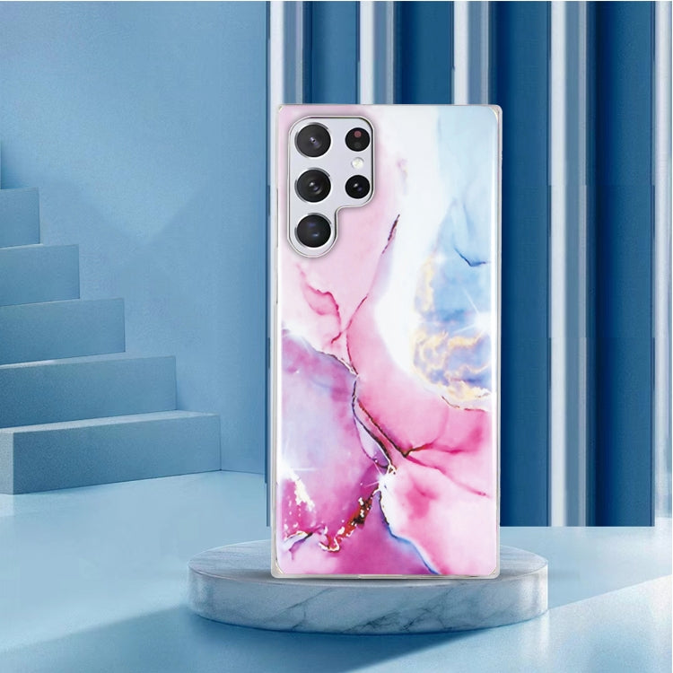 Para Samsung Galaxy S22 Ultra 5G IMD Marble Pattern TPU Funda para teléfono (rosa azul)