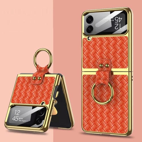 Funda Protectora Samsung Galaxy Z Flip4 Gkk Weave Texture Galvanoplastia (Rojo)