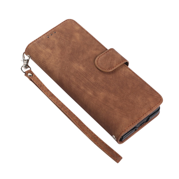 Funda de cuero con tapa horizontal para Samsung Galaxy Z Fold4 con ranura para bolĂgrafo (marrĂłn)
