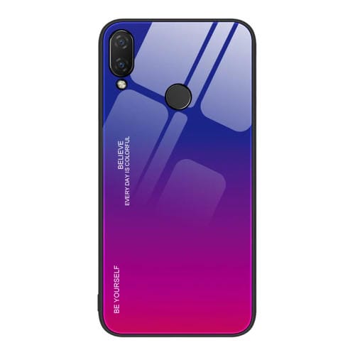 Para Huawei nova 3i Gradient Color Glass Case (Púrpura Rojo)