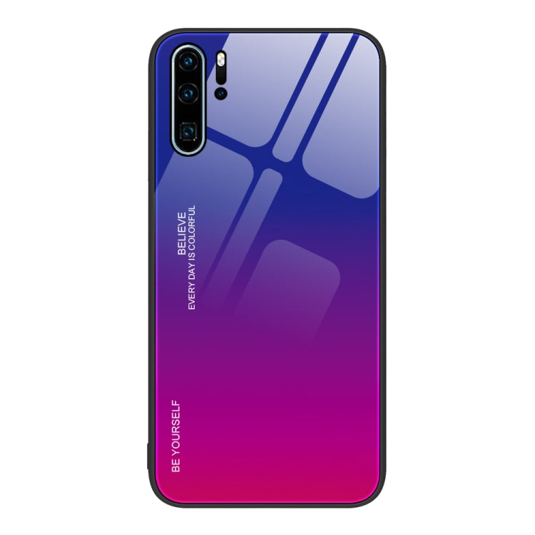 Para Huawei P30 Pro Estuche de vidrio de color degradado (púrpura rojo)