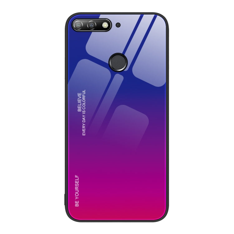 Para Huawei Enjoy 8e Estuche de vidrio de color degradado (púrpura rojo)