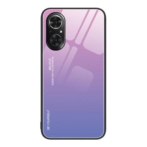Para Honor 50 SE Gradient Color Glass Phone Case (Rosa PĂșrpura)
