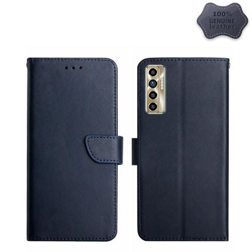 Funda de Teléfono Tecno Camon 17P con Tapa Horizontal y Cuero Genuino (Azul)