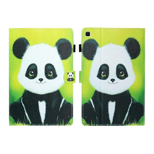 Estuche de Cuero para Hilo de Coser Panda Plano Izquierdo y Derecho con Tapa Bolígrafo Ranura Tarjeta Hebilla Tira Antideslizante Soporte
