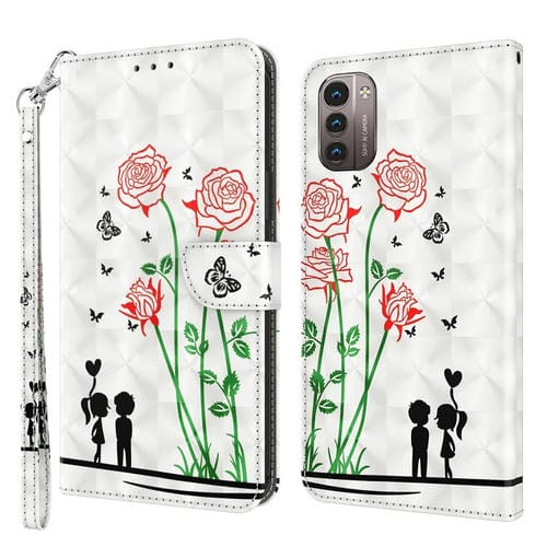 Estuche para Nokia G11 y G21 de Cuero Pintado en 3D (Pareja Rosa)