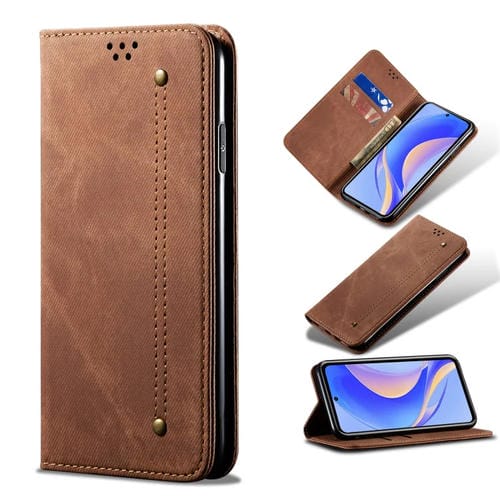 Funda de Cuero con Tapa Horizontal para Huawei Nova Y90 4G y Enjoy 50 Pro (Marrón)