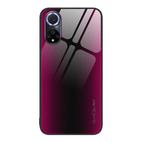 Para Huawei nova 9 Textura Gradient Glass TPU Phone Case (Rose Red)