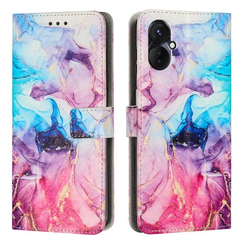 Funda de Cuero para Tecno Camon 19 Pro 5G con Patrón de Mármol Pintado (Rosa Púrpura)