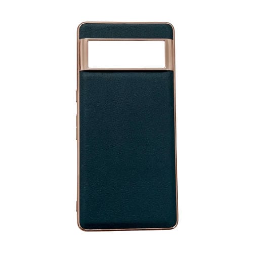 Funda de Cuero Genuino para Google Pixel 6A Waves Series Nano Galvanoplastia (Verde)