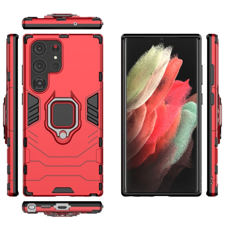 Para Samsung Galaxy S23 Ultra 5G Soporte de anillo magnético PC + TPU Funda para teléfono (Rojo)