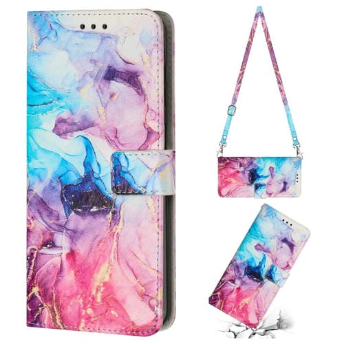 Para Motorola Moto X30 Pro / Edge 30 Ultra Crossbody Funda de telĂ©fono de cuero con patrĂłn de mĂĄrmol pintado (rosa pĂșrpura)