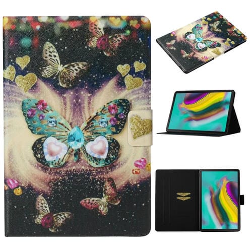 Funda de Cuero Galaxy Tab S5E T720 T725 con Tapa Horizontal Soporte Ranura Tarjeta Suspensión (Mariposas)