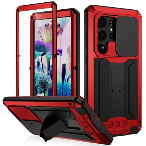 Para Samsung Galaxy S23 Ultra 5G R-JUST Diseño de cåmara deslizante Vida impermeable a prueba de polvo Funda de teléfono a prueba de golpes (Rojo)