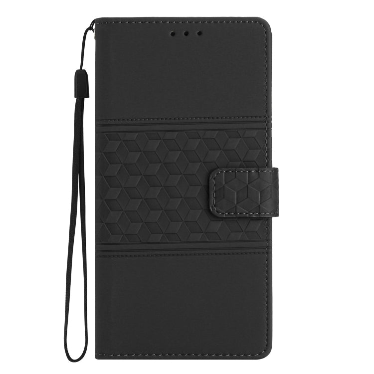 Funda de Cuero para Huawei P40 Lite Diamond Embossed Skin Feel con Cordón (Negro)