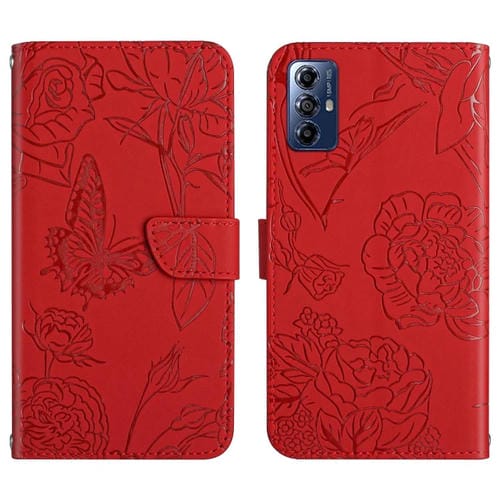 Funda de Cuero con Tapa en Relieve para Motorola Moto G Play 2023 Ht03 (Rojo)